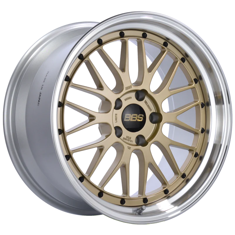 BBS LM 19x10 5x120 ET25 Gold Center Polished Lip Wheel -82mm PFS/Clip Required