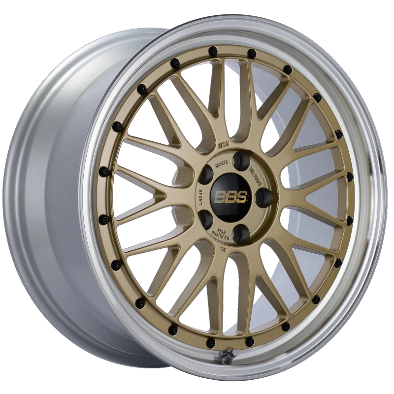 BBS LM 19x8.5 5x112 ET48 Gold Center Diamond Cut Lip Wheel -82mm PFS/Clip Required
